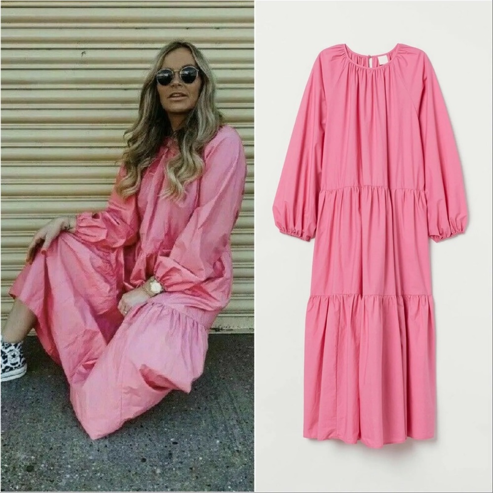 H&M Balloon Sleeve Dres, Pink, XS, NWT